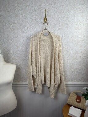Hayden Los Angeles Cream Textured Open-Front Cardigan Sweater - Size - Small/Med